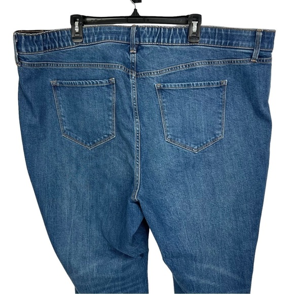 Old Navy Women’s Blue Jeans Sz 26 High Rise Straight Distress 2” Elastic Waist - Picture 5 of 14